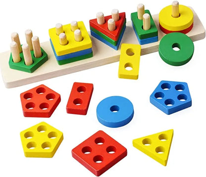 Wooden Learning Educational Geometric Shape Sorter Set of 5