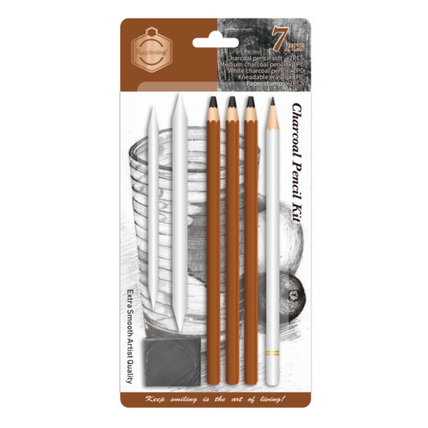 Keep Smiling Charcoal Pencil Kit 7pcs