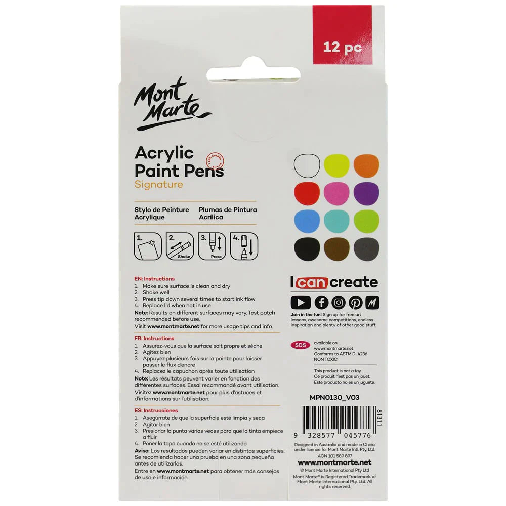 Mont Marte Acrylic Paint Pens Broad Tip