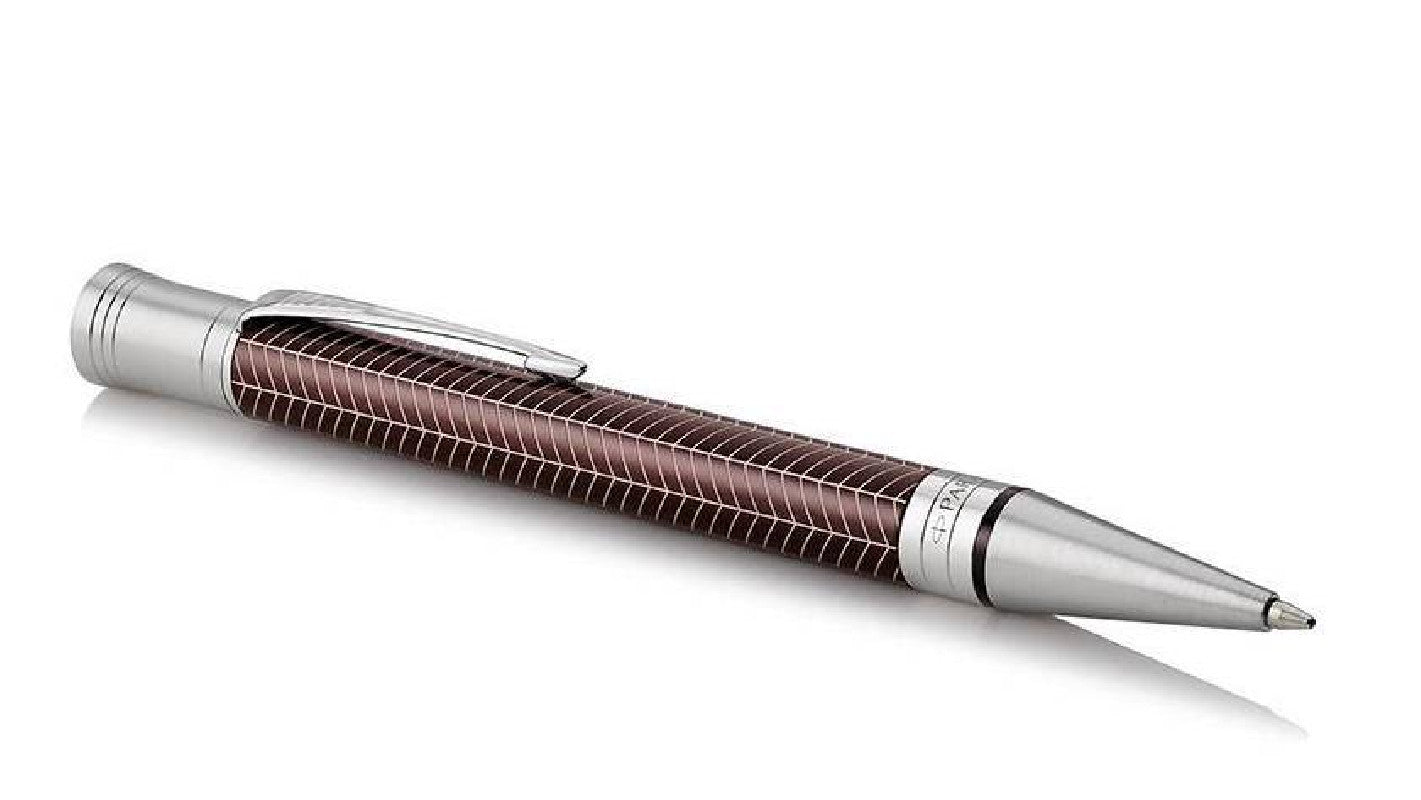 Parker Duofold Centennial Prestige Burgundy Chevron Pt Ballpoint Pen