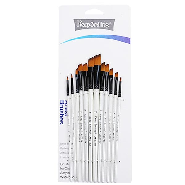 Keep Smiling Chisel Tip Paint Brush Pack of 12