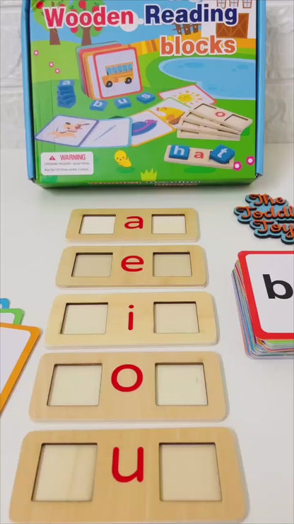 Wooden Reading Blocks Educational Toy for Kids