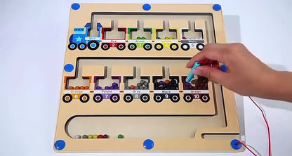 Wooden Magnetic location maze game, Magnet Train Maze