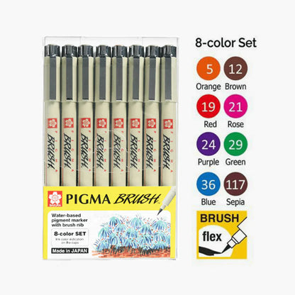 Sakura Pigma Brush Color Pen Set Of 8 Piece