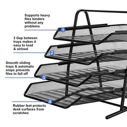 Metal Mesh Letter Tray 4 Step